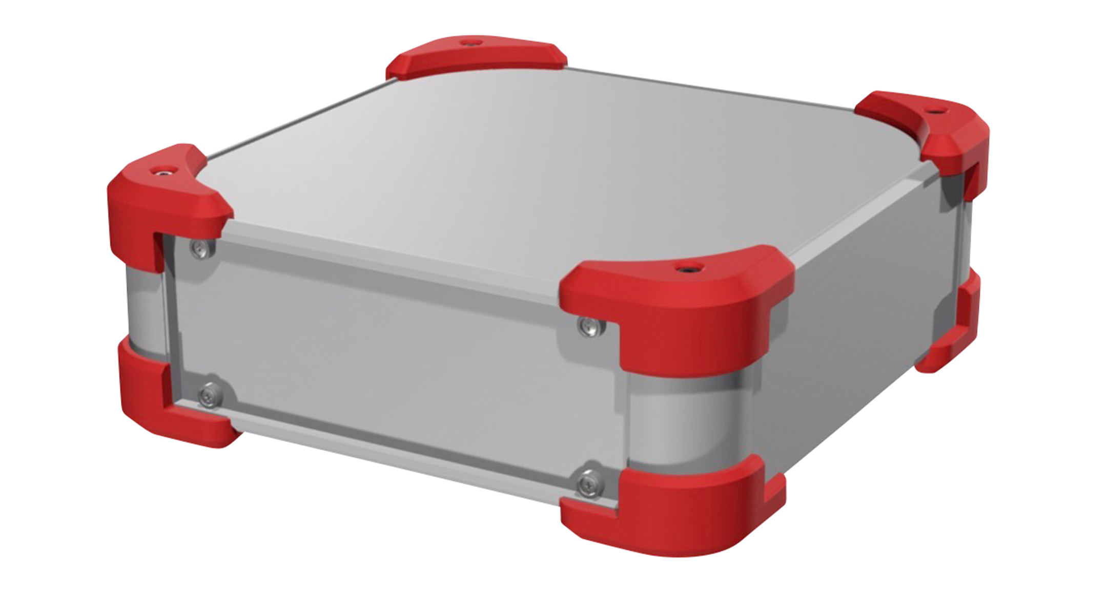 EMC SHIELDED RUGGED ENCLOSURE - AUGE series:Silver / Red(Similar to PANTONE 186C)