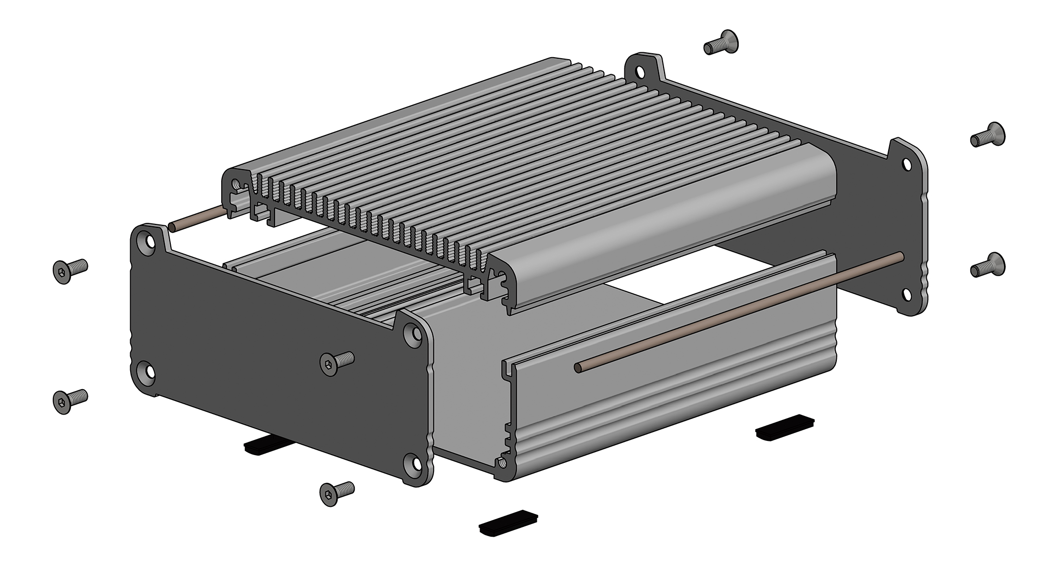 HEATSINK ALUMINIUM EMC SHIELDED ENCLOSURE - EXHE series