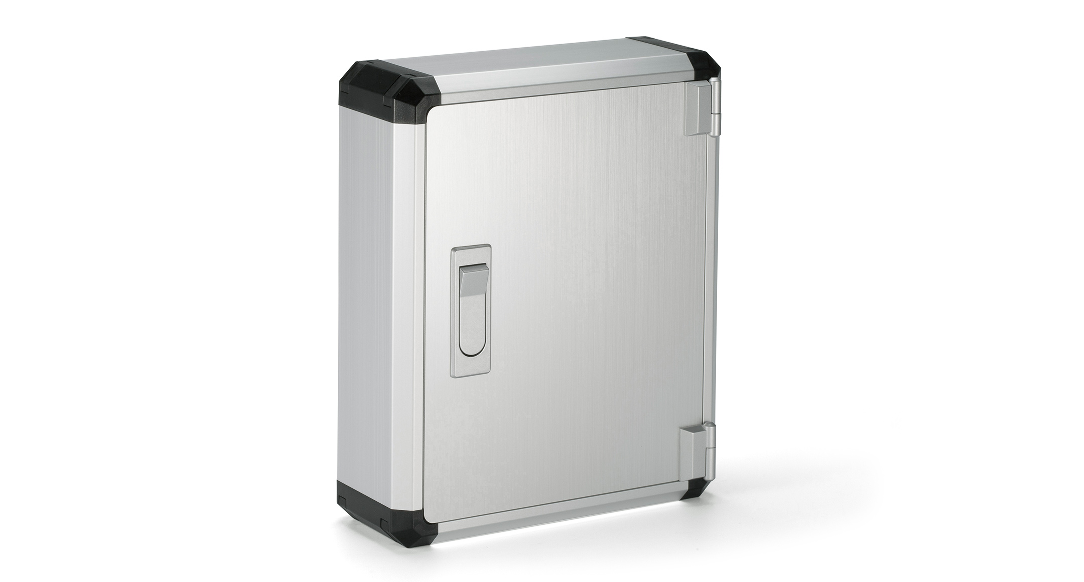 CUSTOM SIZED ALUMINIUM BOX WITH HINGED DOOR - FCWS series:Silver/Black