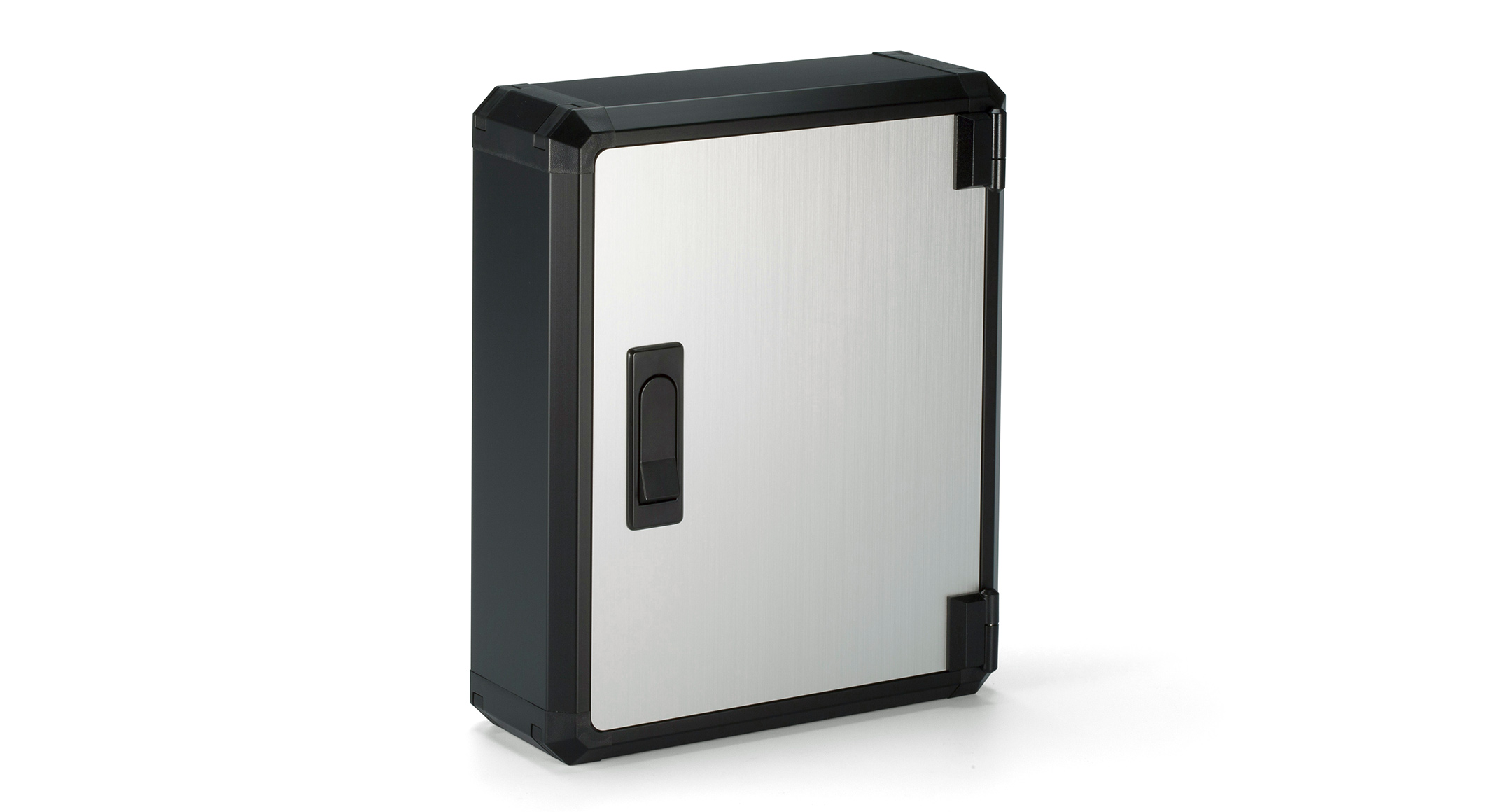 CUSTOM SIZED ALUMINIUM BOX WITH HINGED DOOR - FCWS series:Black/Silver