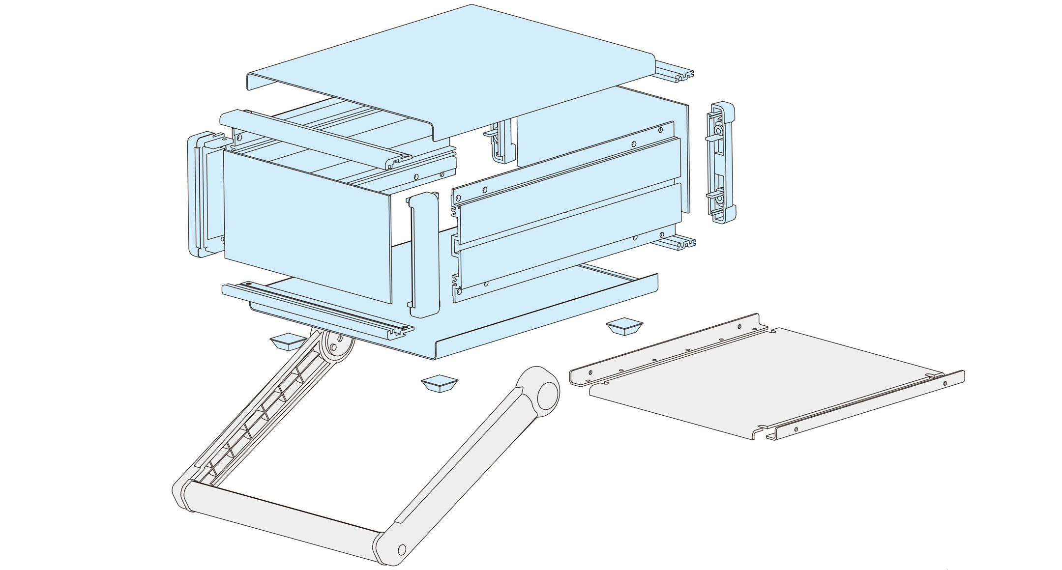 ALUMINUM ENCLOSURE with TIP-UP HANDLE - MON series