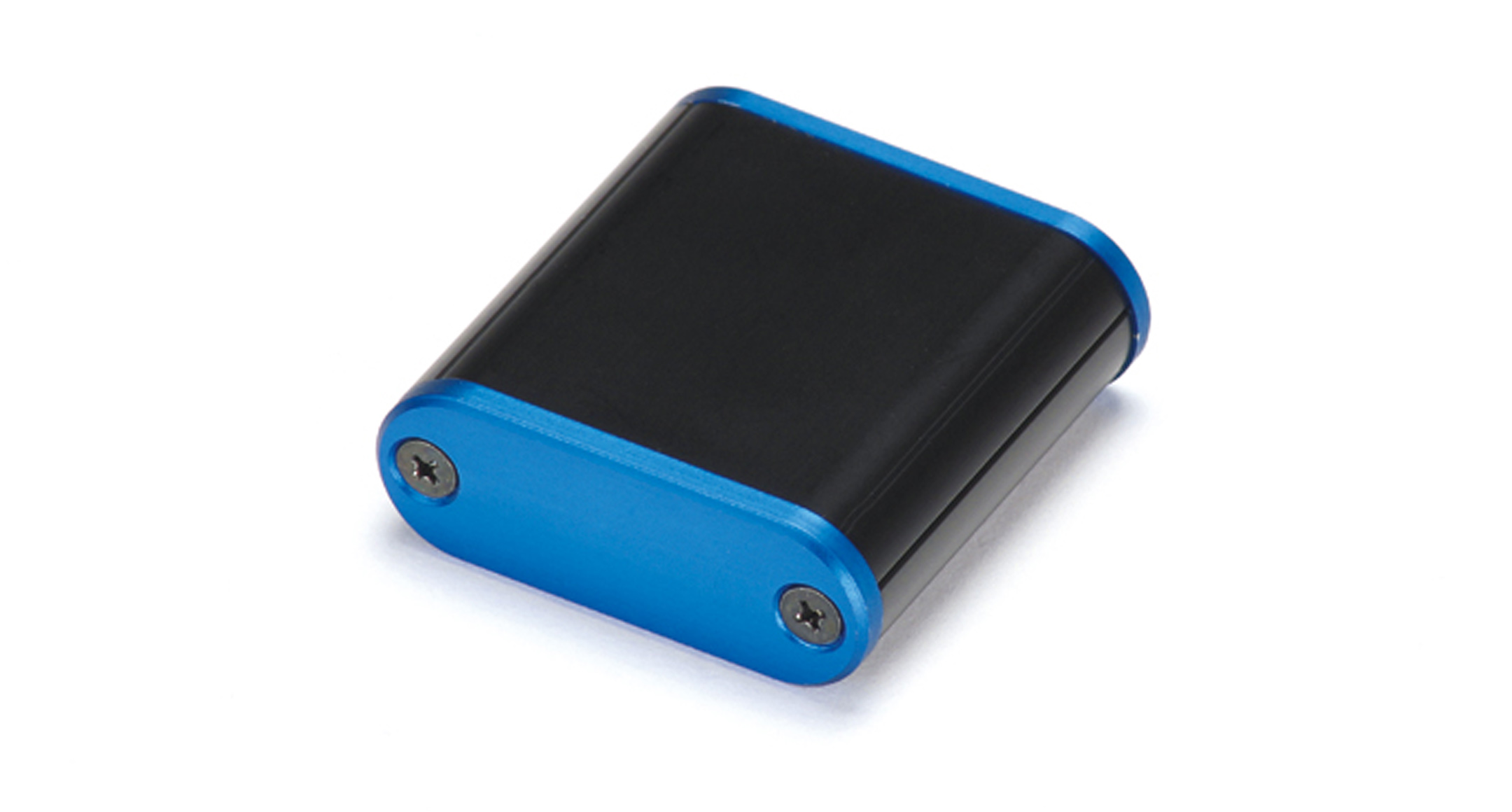 CUSTOM SIZED ROUNDED EDGE ALUMINUM ENCLOSURE MXA series:Black/Cobalt