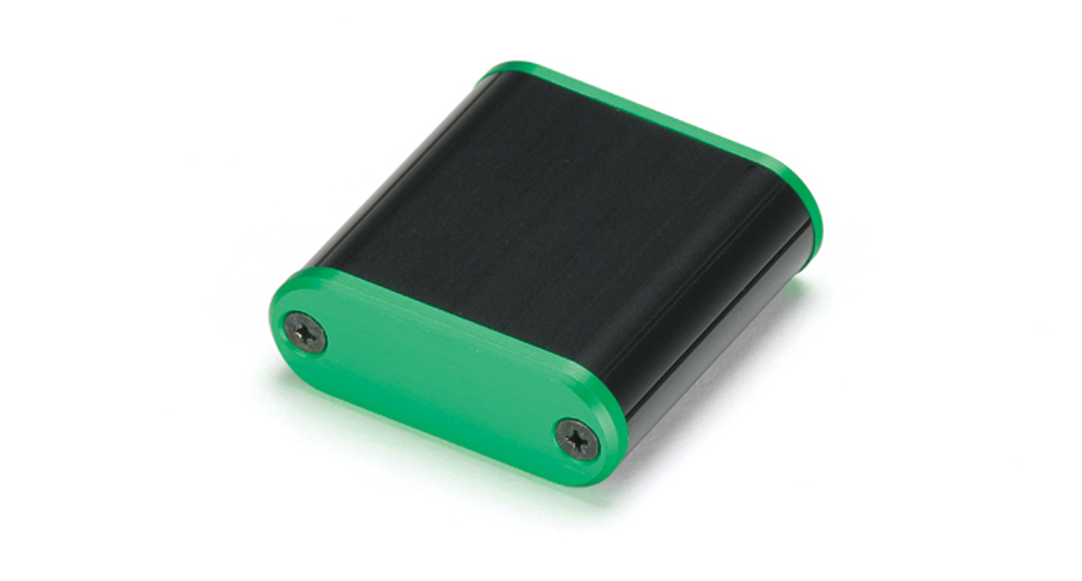 CUSTOM SIZED ROUNDED EDGE ALUMINUM ENCLOSURE MXA series:Black/Green