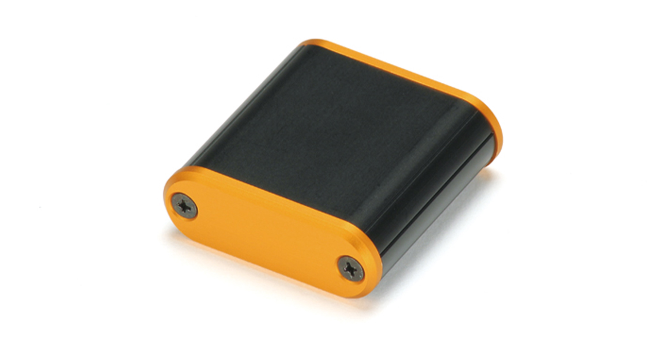 CUSTOM SIZED ROUNDED EDGE ALUMINUM ENCLOSURE MXA series:Black/Orange