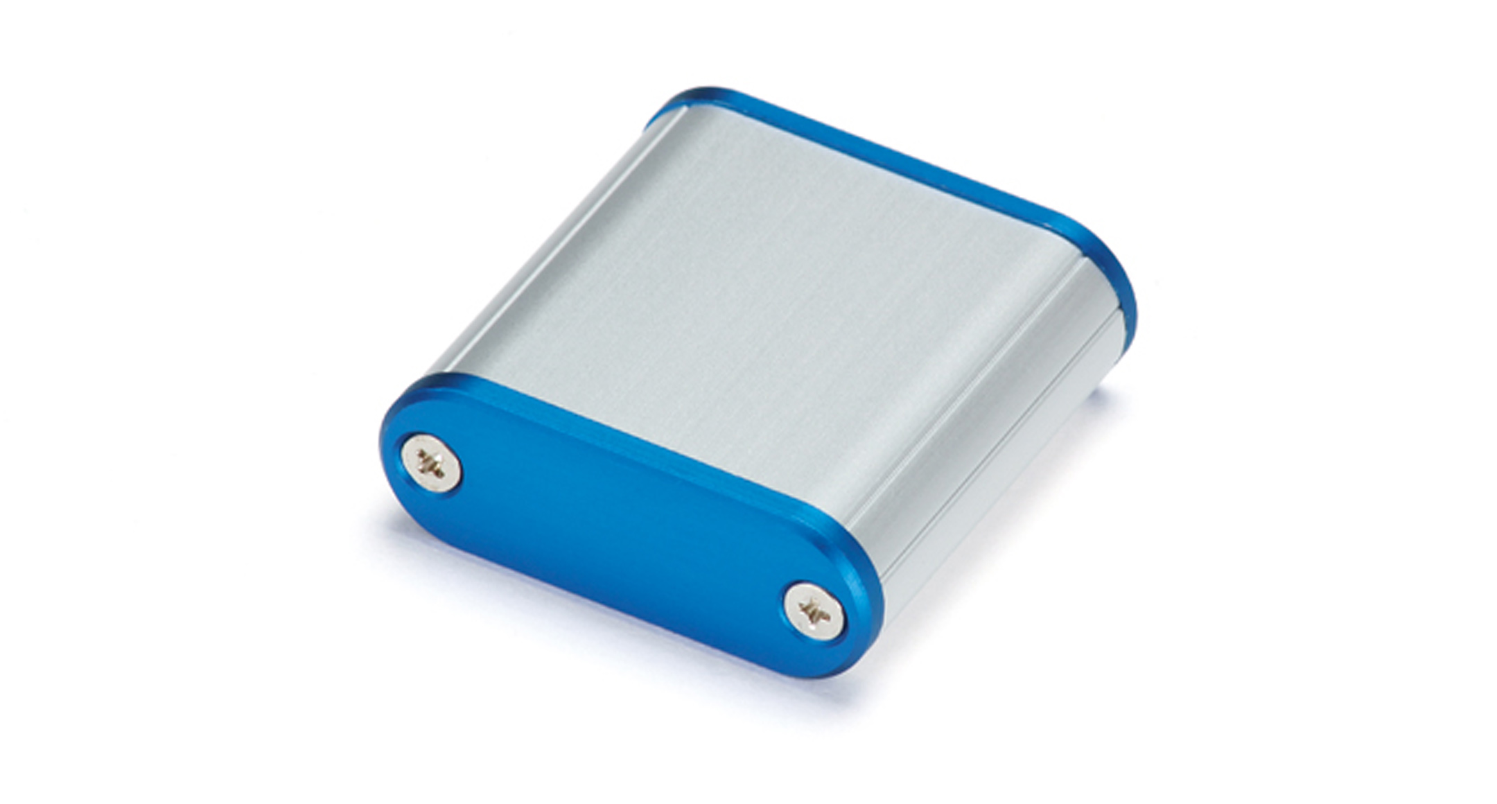 CUSTOM SIZED ROUNDED EDGE ALUMINUM ENCLOSURE MXA series:Silver/Cobalt