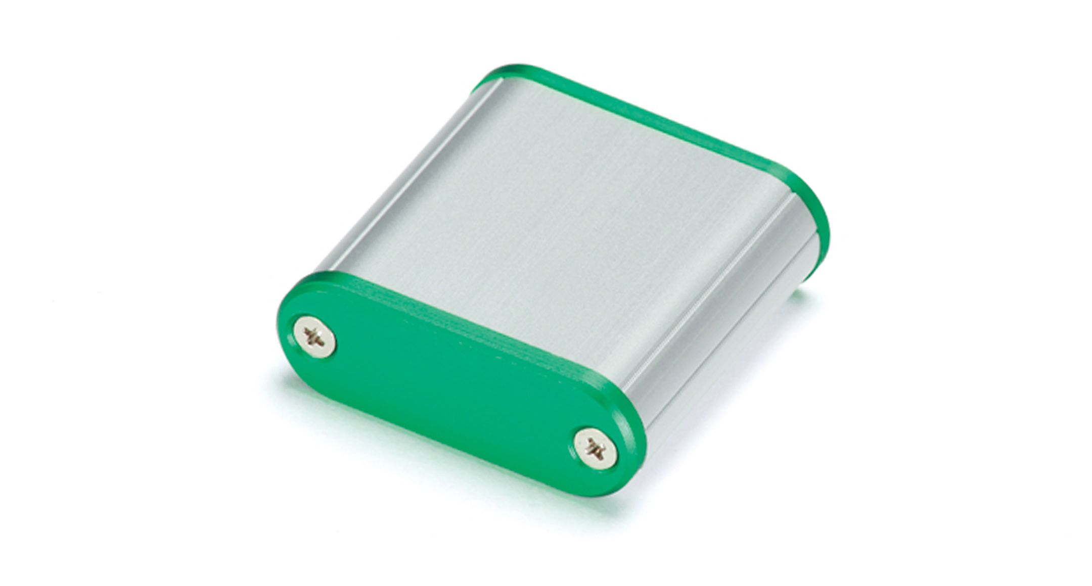 CUSTOM SIZED ROUNDED EDGE ALUMINUM ENCLOSURE MXA series:Silver/Green