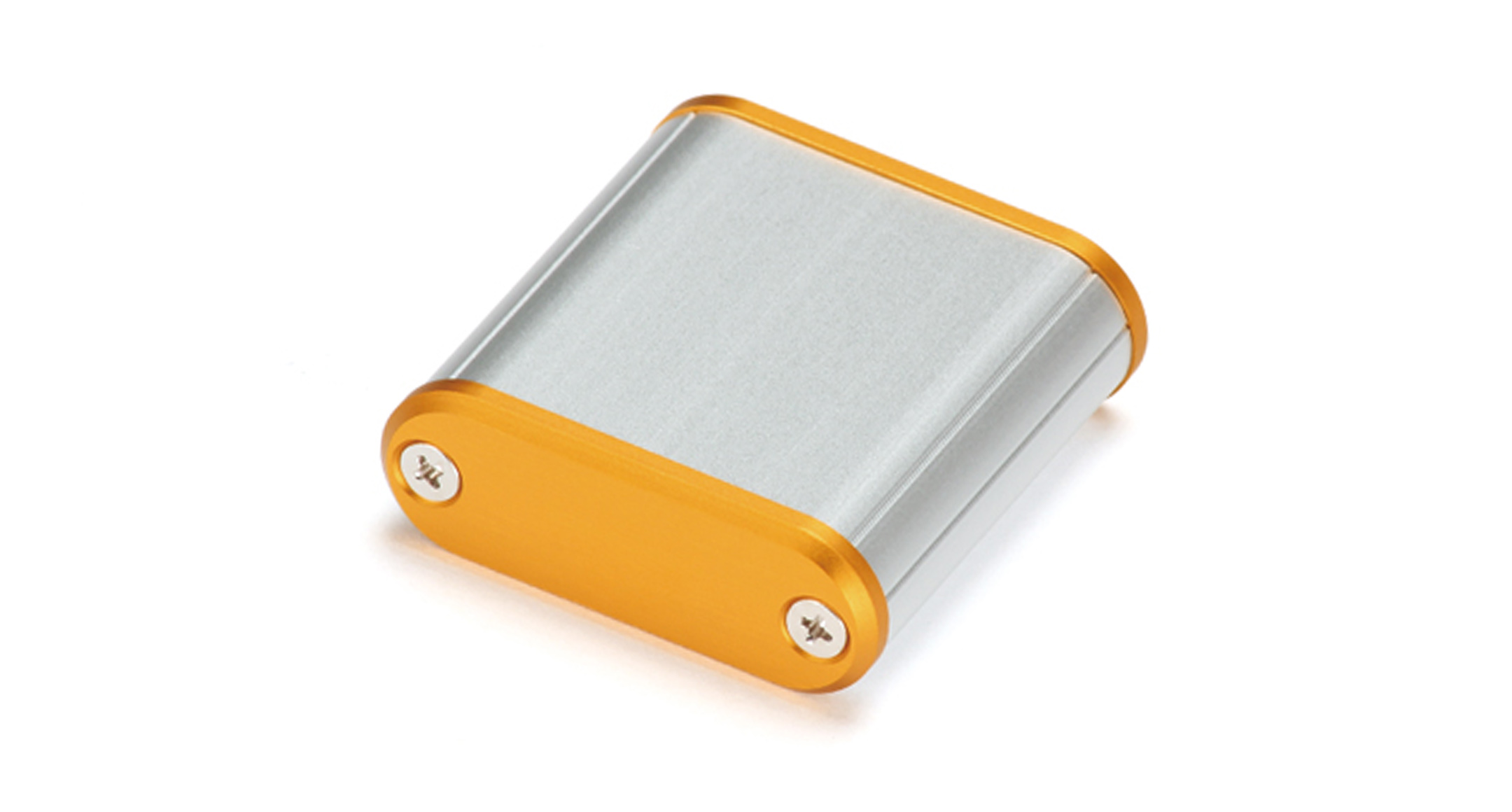 CUSTOM SIZED ROUNDED EDGE ALUMINUM ENCLOSURE MXA series:Silver/Orange