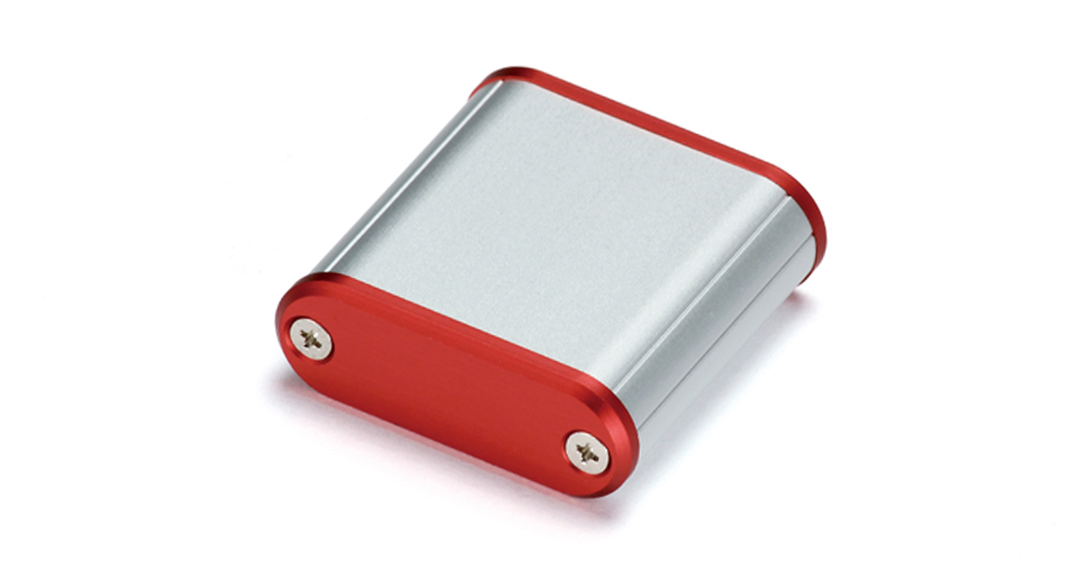 CUSTOM SIZED ROUNDED EDGE ALUMINUM ENCLOSURE MXA series:Silver/Red