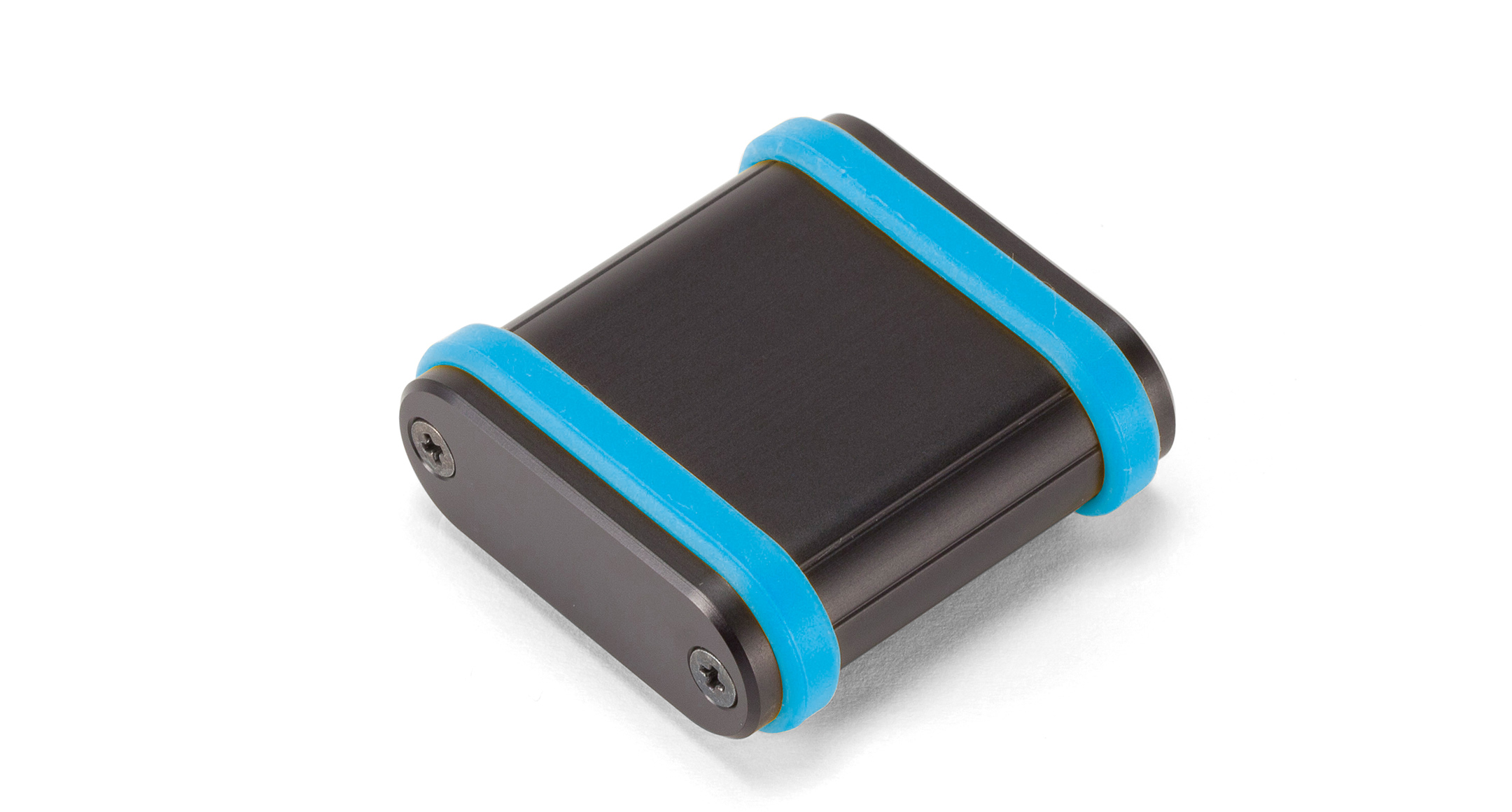 ALUMINIUM ENCLOSURE with SILICONE BAND - MXB series:Black/Cyan