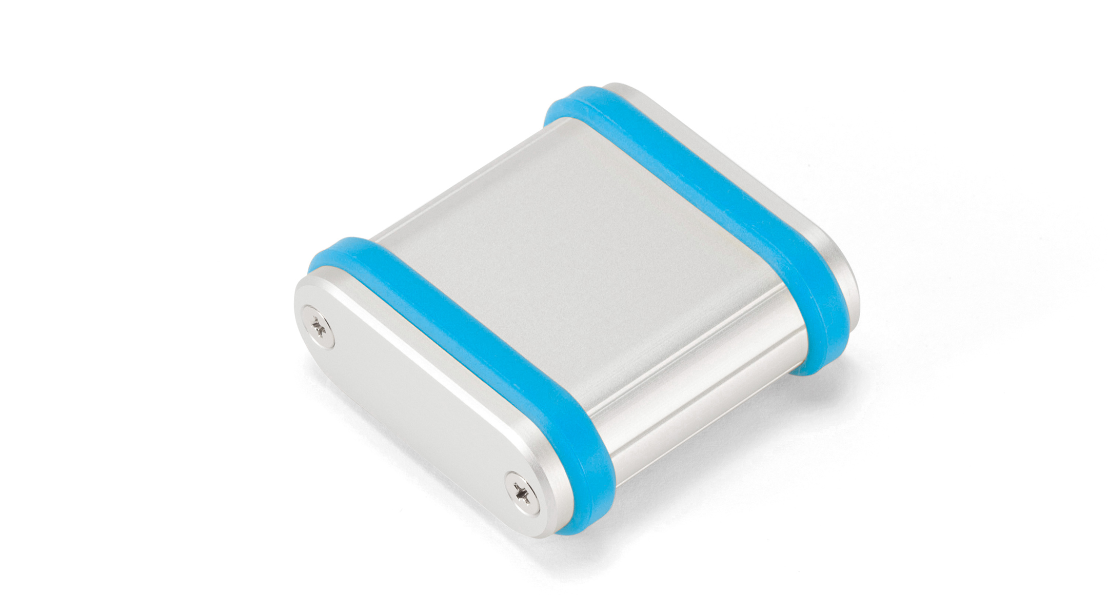 ALUMINIUM ENCLOSURE with SILICONE BAND - MXB series:Silver/Cyan