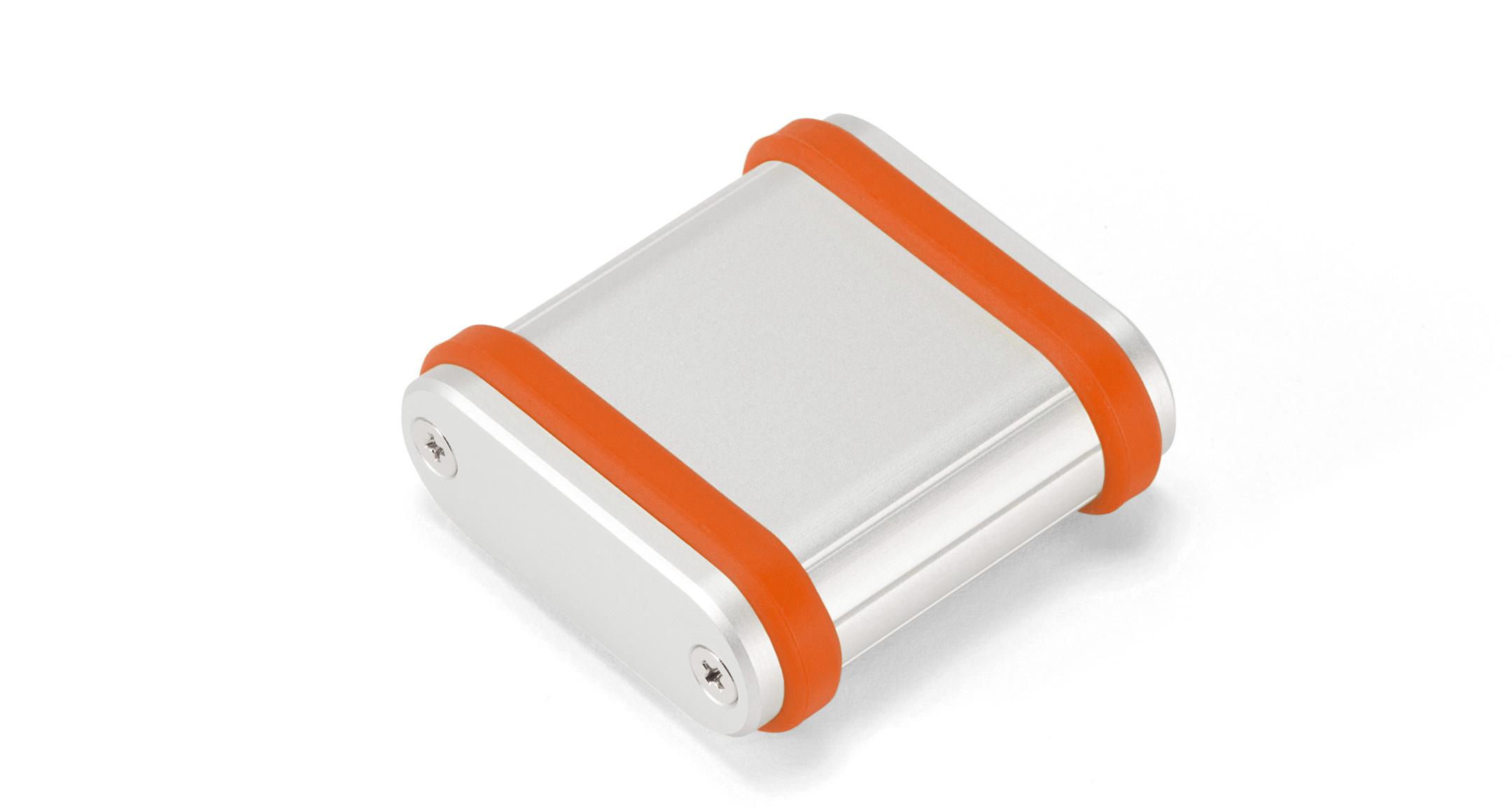 ALUMINIUM ENCLOSURE with SILICONE BAND - MXB series:Silver/Orange