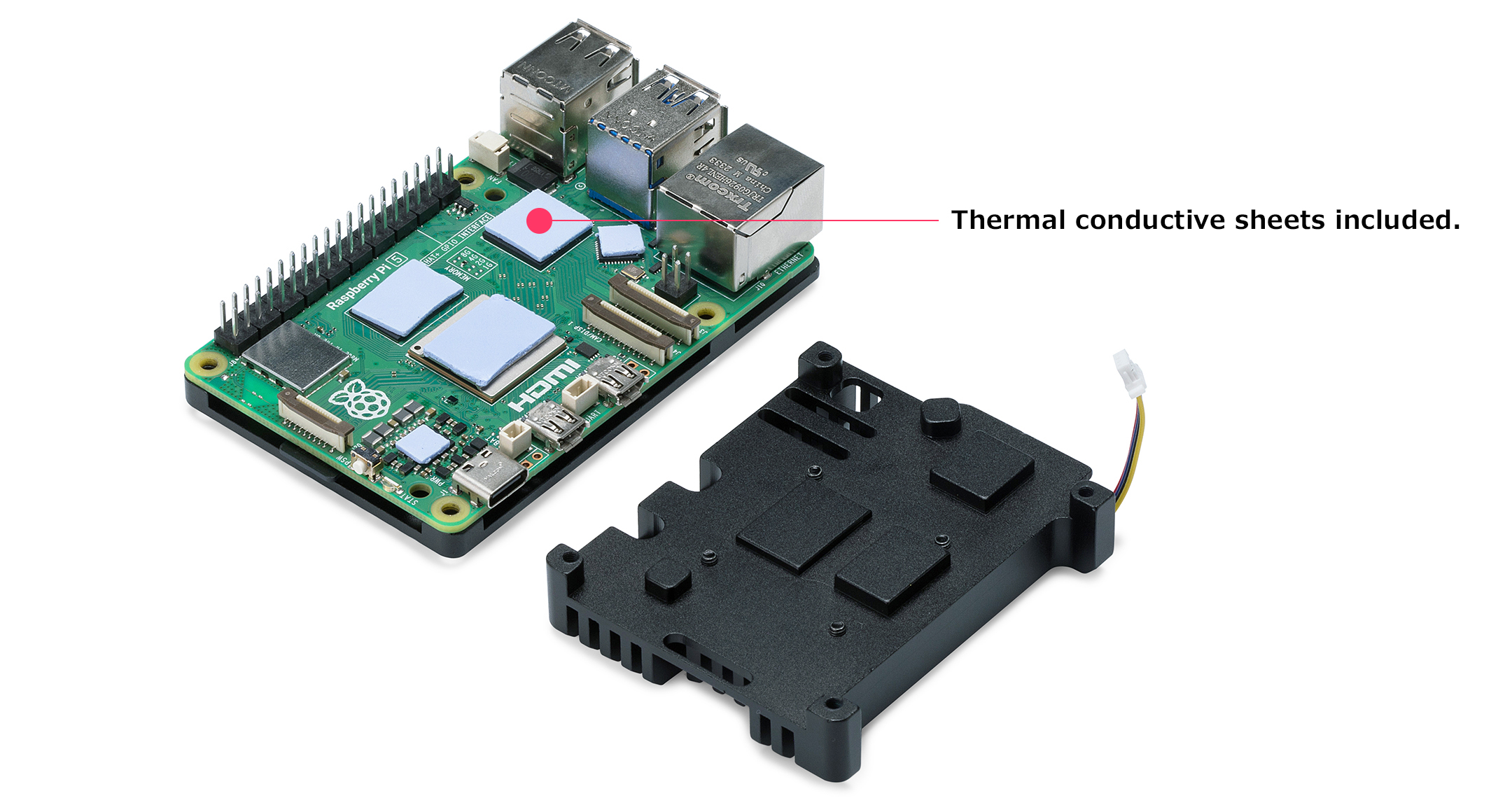 Raspberry Pi 5 HEATSINK CASE with COOLING FAN - RPF-5