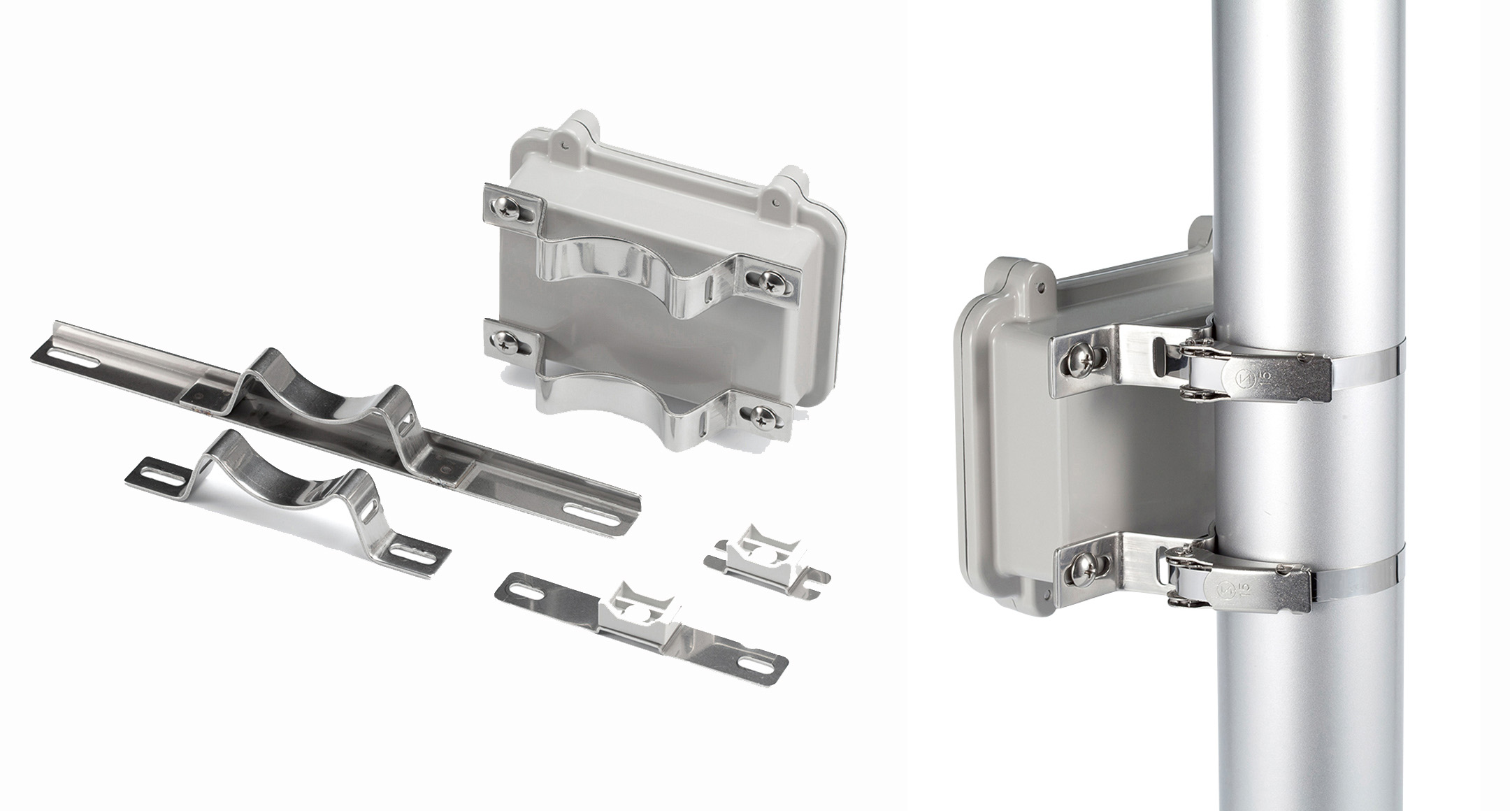 POLE MOUNT BRACKET for DIECAST ALUMINIUM BOX