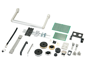 ENCLOSURE ACCESSORIES・PCB SUPPORTS・RUBBER FEETS・HANDLES・GROMMETS・BRACKETS・STRAPS